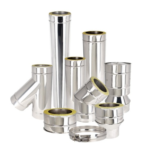 Twin wall flue - wall, stainless