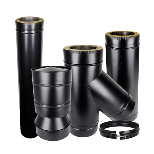 Twin wall flue pipe - flue, black